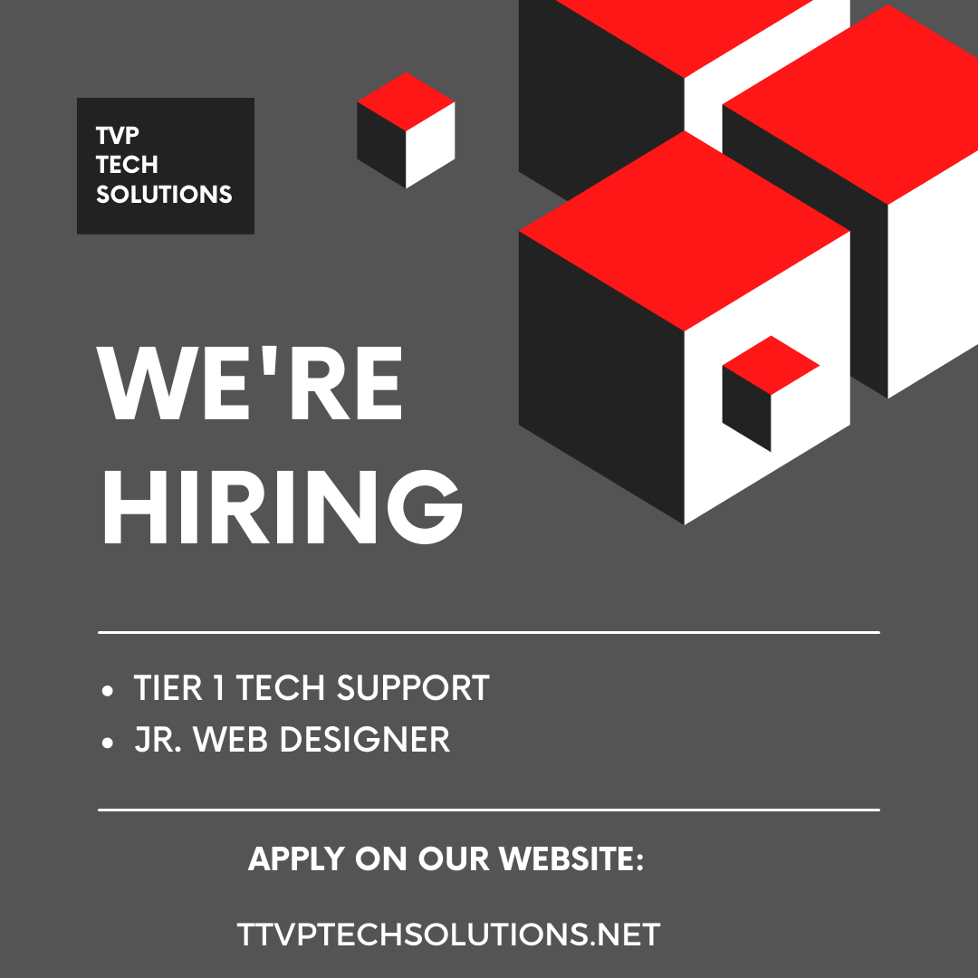 TVP Tech Solutions is hiring for remote Helpdesk / Tier 1 Tech Support